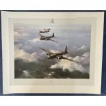 WWII Wg Cdr Bill Townsend Signed Wellington Colour Print by Robert Taylor. Signed in pencil. Print