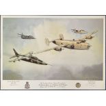 Sqn Ldr Mike Rondot and Cdr Roy Knottinger Signed Eric Day Colour Print Measuring 25x17 inches