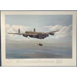 WWII Colour Print Tallboy Away by Maurice Gardner Multi Signed by Basil Fish, Frank Tilley, John