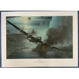 WWII George 'Johnny' Johnson Signed Coup De Grace The Mohne Dam Colour print by Anthony Saunders.