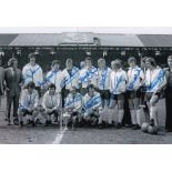 Football Autographed Derby County 12 X 8 Photo : B/W, Depicting Derby County Players And Coaching