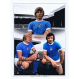 Football Autographed Manchester City 16 X 12 Montage-Edition: Colorized, Depicting A Superbly