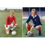 Football Autographed Denis Law 8 X 6 Photos X 2: Col, Depicting A Wonderful Image Showing The