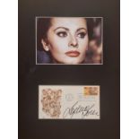 Sophia Loren Italian Actress Signed First Day Cover With Mounted 11x15 Photo Display . Good