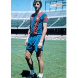 Johan Cruyff signed 12x8 inch colour photo pictured during his playing days with Barcelona. Good