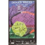 Tennis Indian Wells 1998 Poster Multi Signed By Tennis Legends Venus Williams, Martina Hingis,