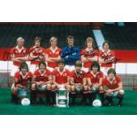 Football Autographed Man United 12 X 8 Photo: Col, Depicting Manchester United Players Posing For