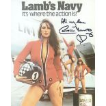 Lamb's Navy Rum, iconic 70's advertising campaign 8x10 photo signed by actress and model Caroline