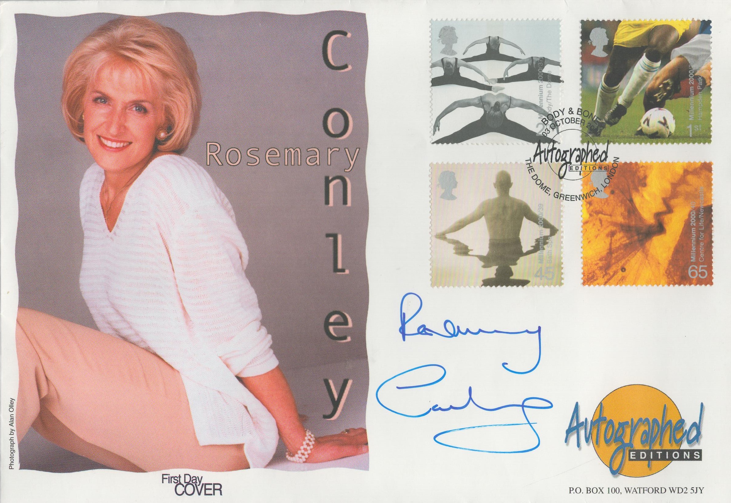 Rosemary Conley signed FDC. 4 Stamps and 1 Postmark 3 Oct 2000. Good condition. All autographs are