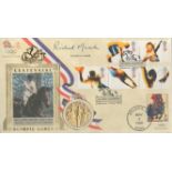 Richard J.H Meade signed Olympic Game FDC. Comes with replica 1908 gold medal. 6 Stamps and 3