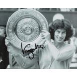 Virginia Wade signed 10x8 inch black and white photo. Good condition. All autographs are genuine