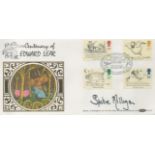 Spike Milligan signed Centenary of Edward Lear FDC. 4 Stamps and 1 postmark 6th Sept 1988. Good