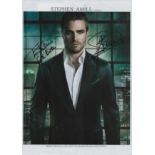 Stephen Amell signed colour photo. Dedicated. Canadian Actor. On an A4 white sheet. Good