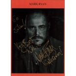Mark Ryan signed colour photo. Dedicated. British Actor and Author. On an A4 Orange sheet photo 10x8
