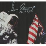 Space. NASA. Apollo 14 Gene Cernan Signed 10 x 8 inch colour in space photo. Signed in silver ink.