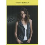 Lyndsey Fonseca signed colour photo. Dedicated. An American Actress. 10 x 8 Inch. Good condition.