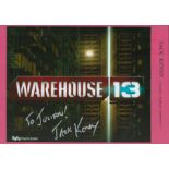 Jack Kenny signed colour photo. Dedicated. Promo. Executive warehouse 13. On an A4 Pink sheet.