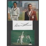 Sir Garfield Sobers 12x8 inch signature piece includes signed white card and three colour photos