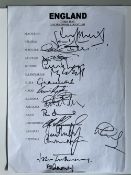 England Test Team 1999 Third Test Team at Old Trafford Full signed team sheet. Good condition. All