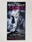 Eddie Izzard, Elizabeth Berkley, David Ryall Lenny Cast Members signed theatre leaflet. Good