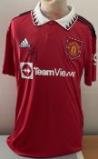 Football Tyrell Malacia signed Manchester United replica home shirt size medium. Good condition. All