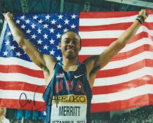 Athletics Aries Merritt signed 10x8 inch colour photo. Good condition. All autographs are genuine
