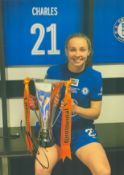 Football Niamh Charles signed 12x8 inch colour photo pictured in celebrating while playing for