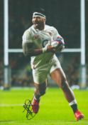 Rugby Union Manu Tuilagi signed 12x8 inch colour photo pictured in action for England. Good