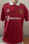 Football Diogo Dalot signed Manchester United replica home shirt size medium. Good condition. All