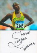 Athletics Sherone Simpson 8x6 inch signature piece includes signed album page and colour photo