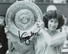 Virginia Wade signed 10x8 inch black and white photo. Good condition. All autographs are genuine