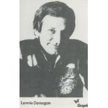 Lonnie Donegan signed 6x4 inch black and white Chrysalis promo photo. Good condition. All autographs