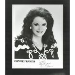 Connie Francis signed 12x10 inch overall mounted black and white promo photo dedicated. Good