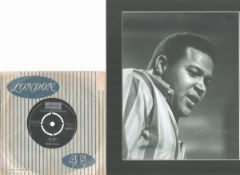 Chubby Checker signed 12x10 overall mounted black and white photo with accompanying 45rpm Lets Twist