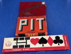 Vintage Game Collection. Cribbage Board with pegs, Complete. In Original Box, signs of Age. Good