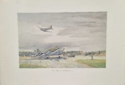 WW2 Colour Print Titled D-Day Preparations - Greenham Common by David Meston. Measures 16x24