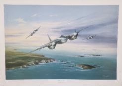 WW2 Colour Print Titled Across The Coast by Jeremy Whitehouse. Measures 23x17 inches appx. Good