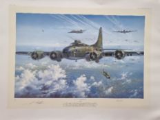 The Belle Under Attack by Simon Atack WW2 Colour Print. Signed by Simon Atack Artist and Colonel