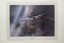 WW2 Colour Print Titled NIGHT INTRUDER by Robert Taylor. Signed by Group Captain John Cunningham.