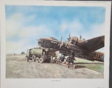 WW2 Colour Print Titled Short Stirling by Tony Forrest. Measures 21x17 inches appx. Good