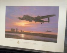 WW2 Colour Print Titled Dambusters Outward Bound by Simon Smith. Limited Edition 93/650 signed in
