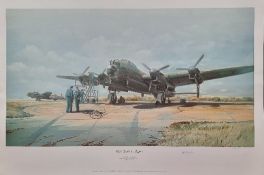 WW2 Colour Print Titled Flight Engineer's Report by Maurice Gardiner. Signed by Warrant Officer A.R.