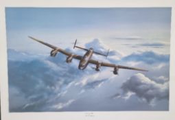 WW2 Colour Print Titled Lancaster by Jeremy Whitehouse. Measures 23x17 inches appx. Good