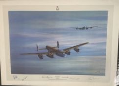 Dawn Return by John Petitt WW2 Colour Print. Signed by the Artist and Signed in Pen by 6 bomber