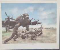 WW2 Colour Print Titled Handley Page Halifax by Tony Forrest. Measures 21x17 inches appx. Good