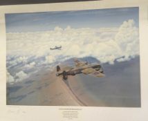 WW2 Colour Print Titled LANCASTER SPURNS DEFEAT By Lincolnshire Artist Edward. A signed limited