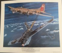 MESSERSCHMITT ME-163 KOMET WW2 Colour Print signed in pencil signed by ME-163 pilot Rudy Opitz. This