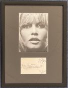 Brigitte Bardot 17x13 inch overall framed and mounted signature piece includes signed album page and
