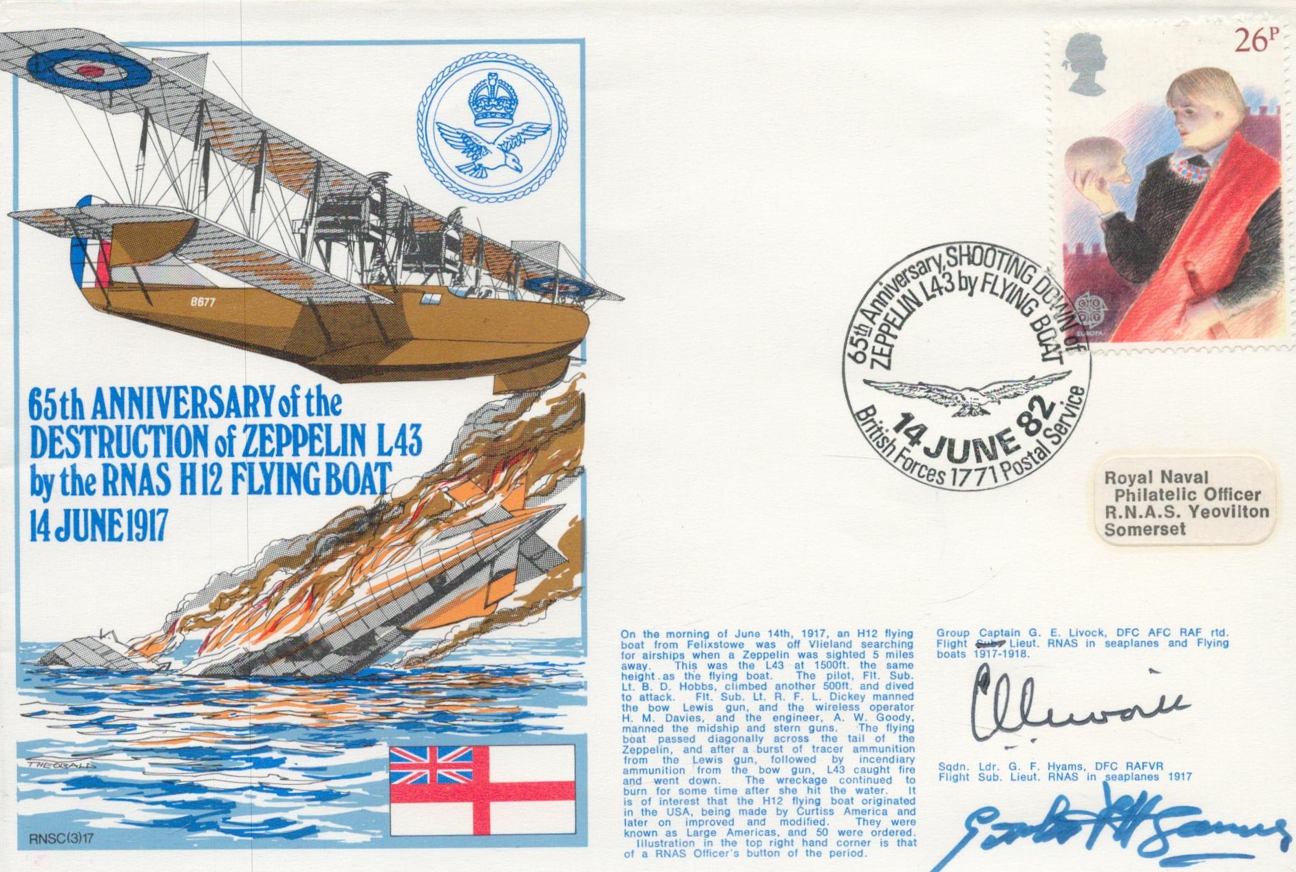 Group Captain G E Livock and Squadron Leader G F Hyams Signed FDC 65th Anniversary of the