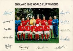England World Cup Winners 1966 16x12 multi signed colour team photo includes all 11 team members and